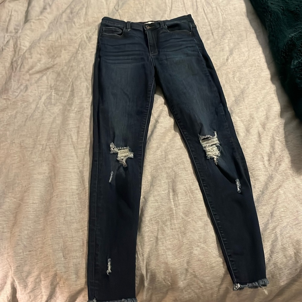 Sneak peek size 7 dark wash distressed jeans